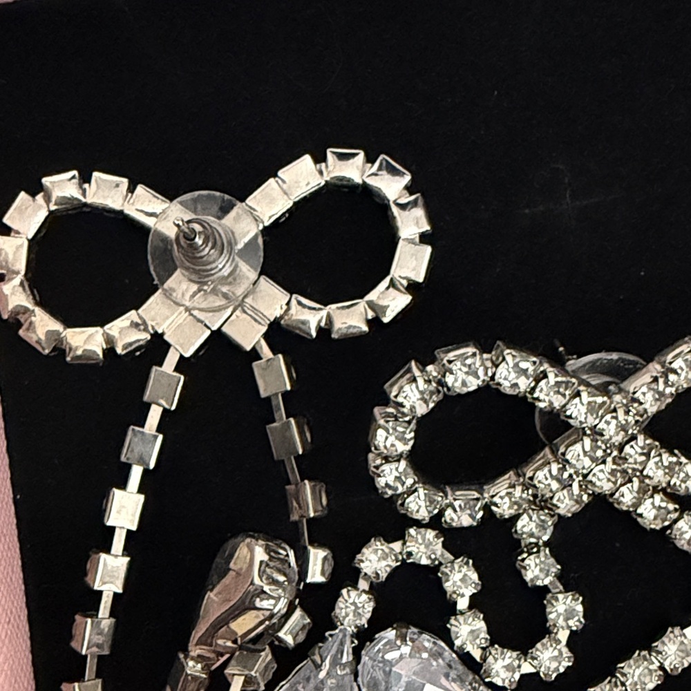 Crystal Bow Drop Rhinestone Brooch - Picture 2 of 2